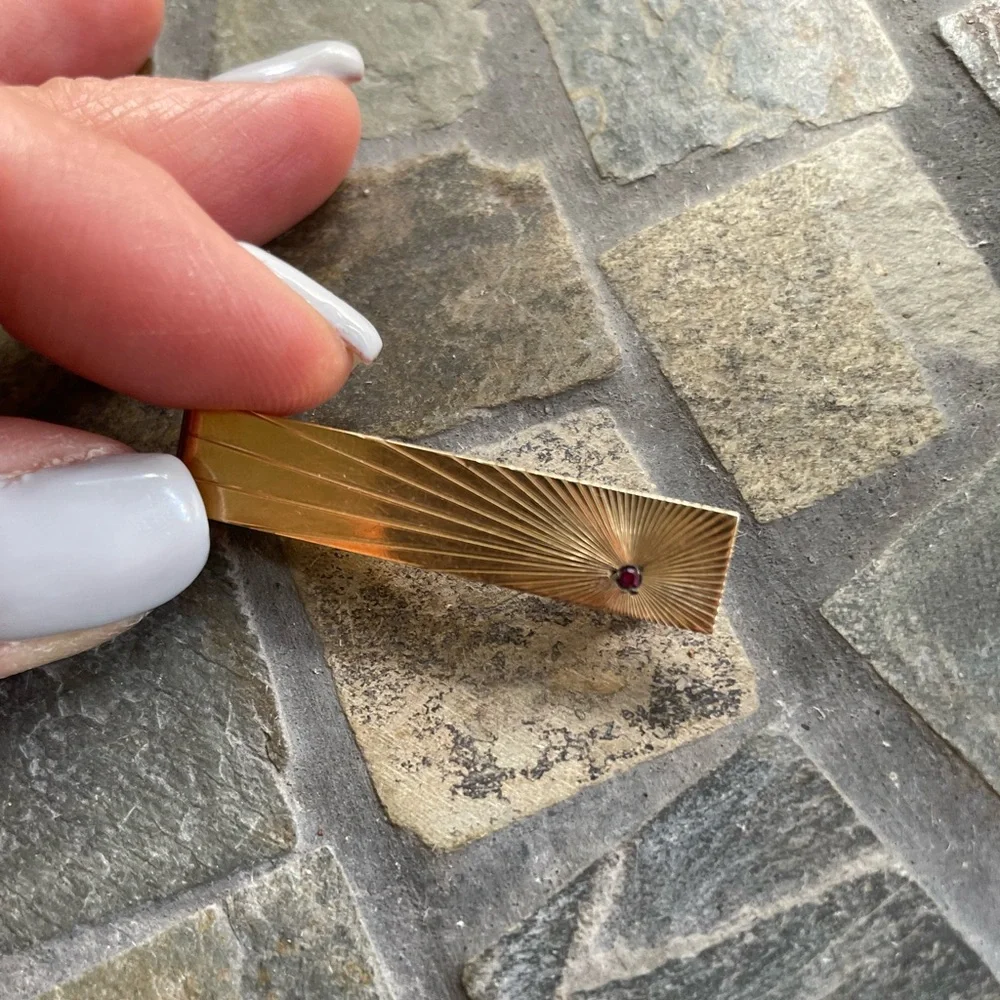 Gold Tone Ruby Tie Clip